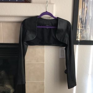 Black leather mini jacket by Arden B